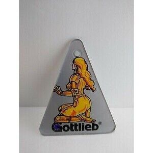 Gladiators Pinball Keychain Gottlieb 1993 Original NOS Plastic Promo Space Lady